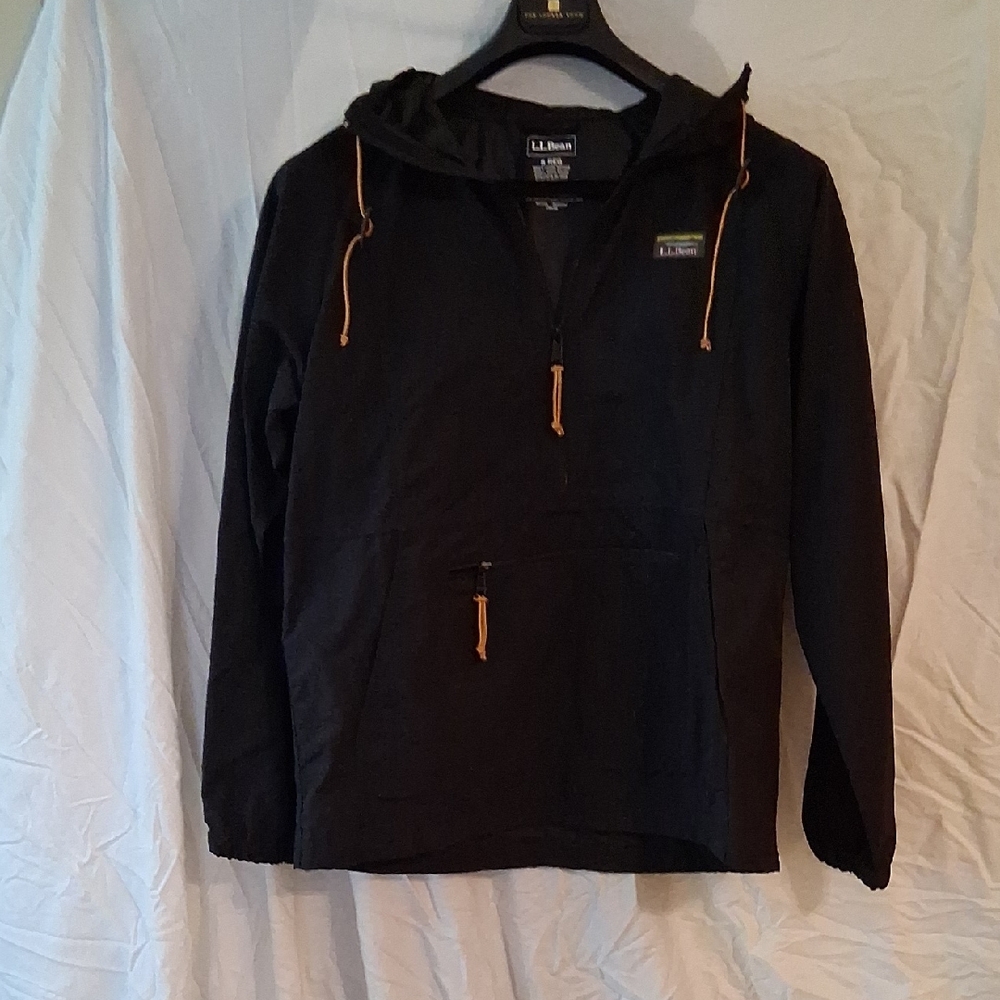 L.L. Bean Black Anorak with Orange Details